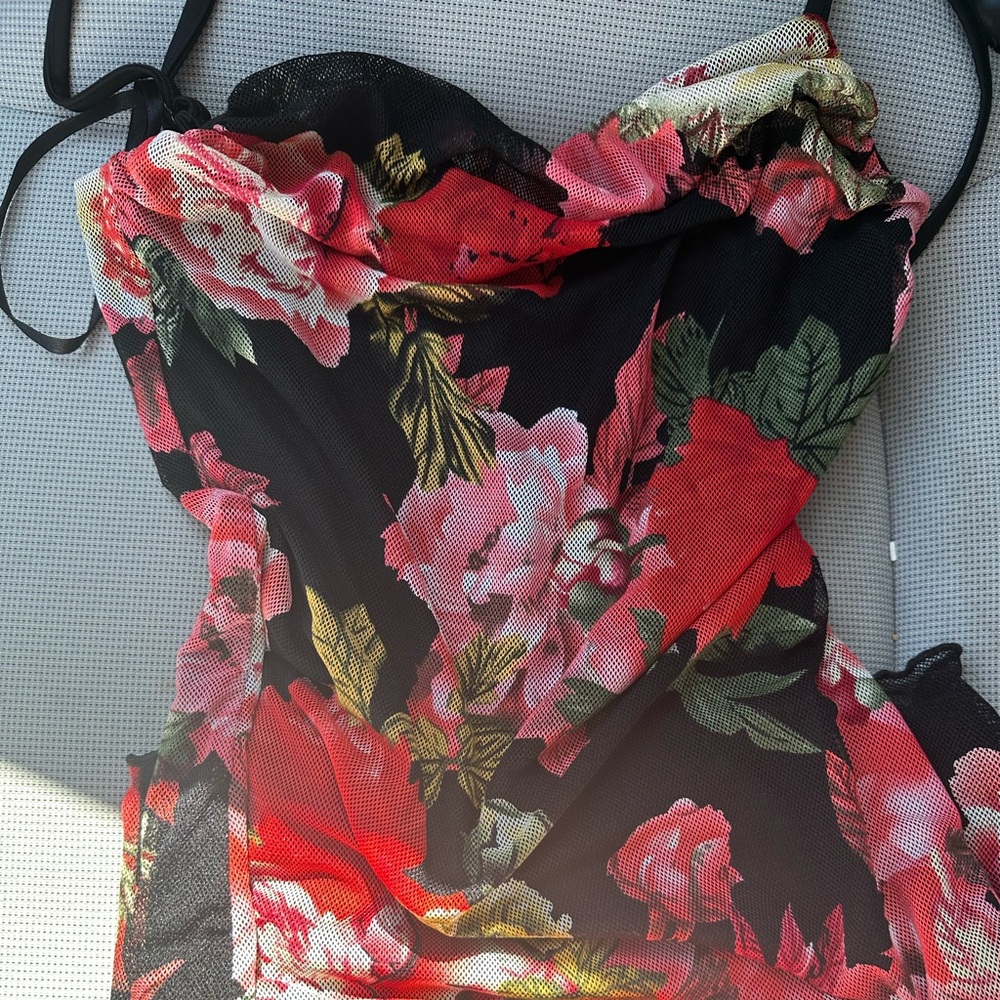 Revolve’s Superdown Marnie mini dress in sz. small in black floral - worn once.